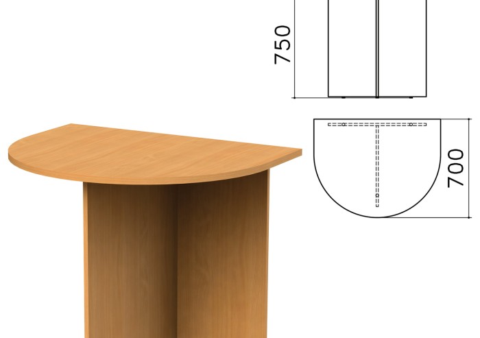 Стол приставной к столу для переговоров (640110) "Монолит", 900х700х750 мм, бук бавария, ПМ19.1