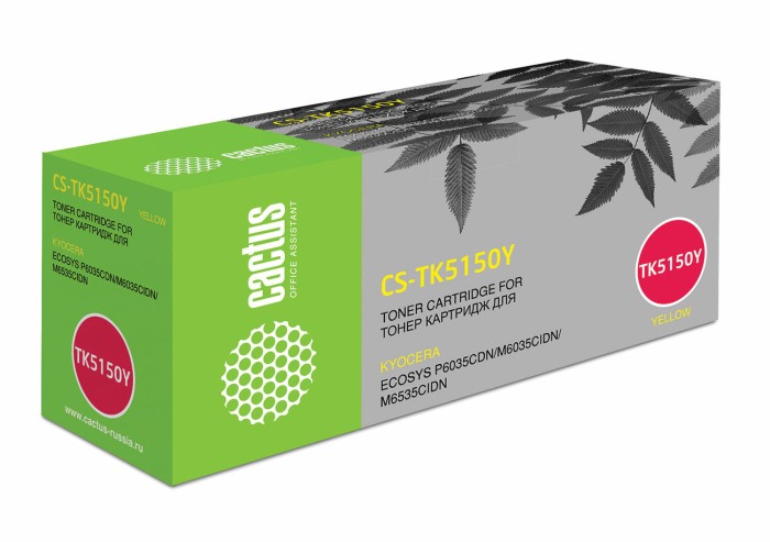 Тонер-картридж CACTUS (CS-TK5150Y) для Kyocera Ecosys M6035cidn/ P6035cdn, желтый, ресурс 10000 страниц