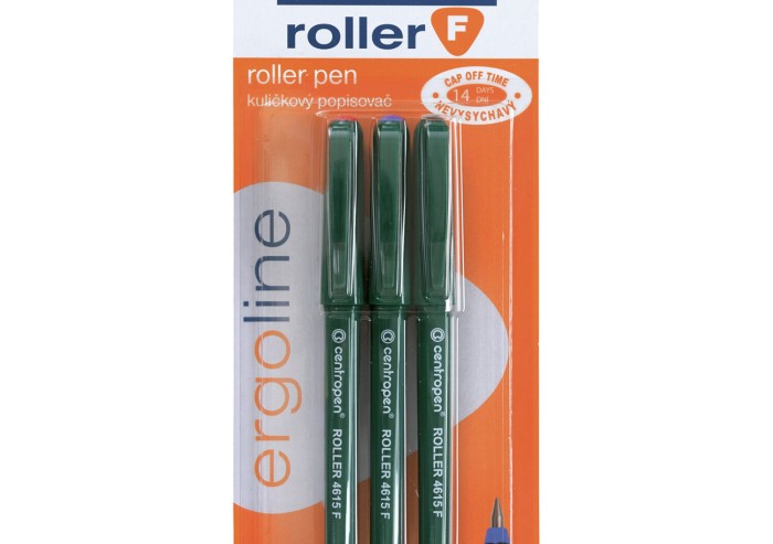 Ручки-роллеры 3 ЦВЕТА CENTROPEN, корпус зеленый, узел 0,5 мм, линия письма 0,3 мм, 4615/3, 3 4615 0302