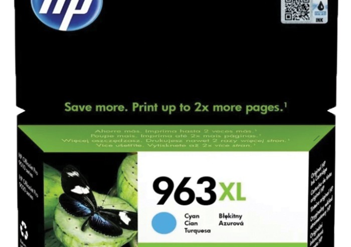 Картридж струйный HP (3JA27AE) для HP OfficeJet Pro 9010/9013/9020/9023, №963Xl, голубой, ресурс 1600 страниц