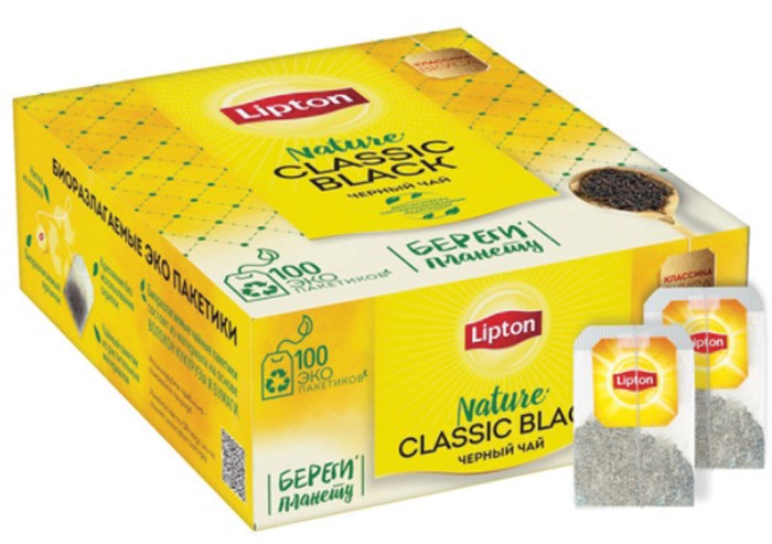 Чай LIPTON "Black Classic", черный, 100 пакетиков с ярлычками по 1,8 г, 68703987