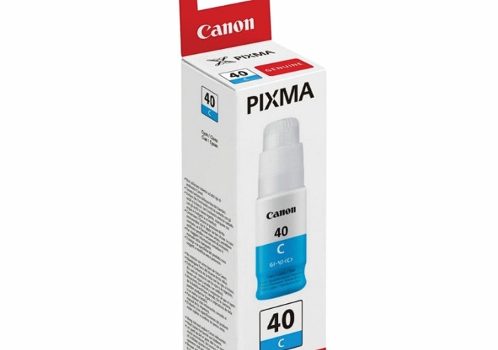 Чернила CANON (GI-40C) для СНПЧ Pixma G5040/G6040, голубые, ресурс 7700 страниц, оригинальные, 3400C001