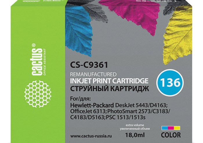 Картридж струйный CACTUS (CS-C9361) для HP Officejet 6313/Photosmart C3183, цветной