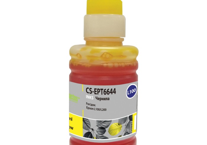 Чернила CACTUS (CS-EPT6644) для СНПЧ EPSON L100/L110/L200/L210/L300, желтые, 0,1 л