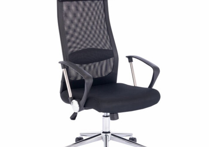 Кресло офисное BRABIX "Flight R EX-541", хром, ткань TW, сетка, черное, 532517
