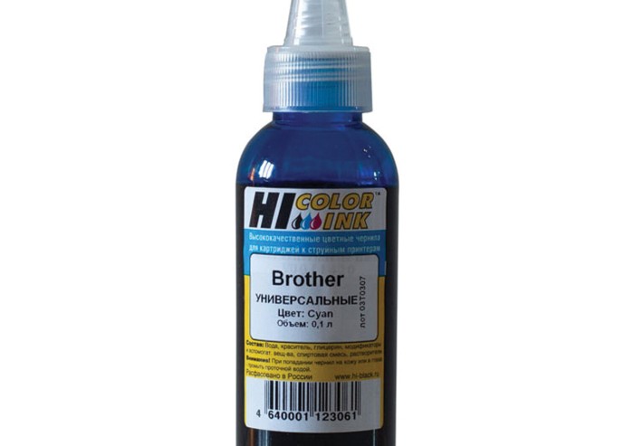 Чернила HI-BLACK для BROTHER (Тип B) универсальные, голубые, 0,1 л, водные, 1507010393U