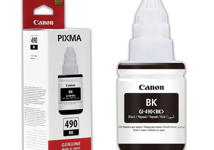 Чернила CANON (GI-490BK) для СНПЧ Pixma G1400\G2400\G3400, черные, ресурс 6000 стр., оригинальные, 0663C001