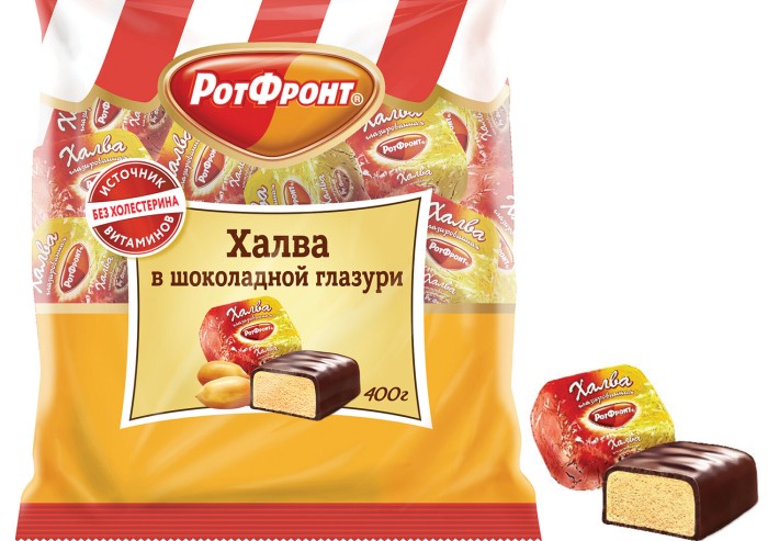 Халва РОТ ФРОНТ, в шоколаде, 400 г, пакет, РФ07360