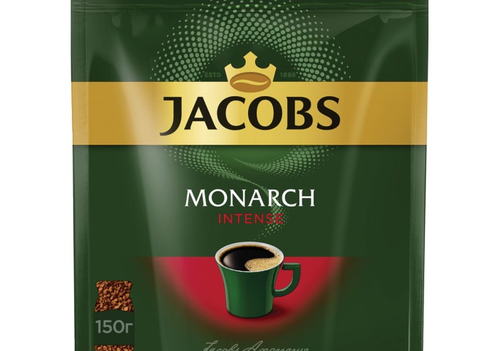 Кофе растворимый JACOBS "Monarch Intense", сублимированный, 150 г, мягкая упаковка, 8051499