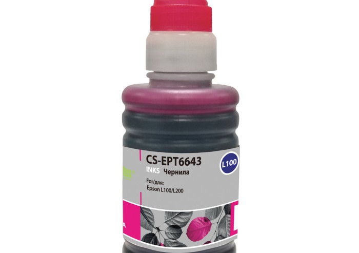 Чернила CACTUS (CS-EPT6643) для СНПЧ EPSON L100/L110/L200/L210/L300, пурпурные, 0,1 л