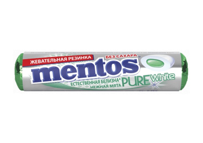 Жевательная резинка MENTOS Pure White (Ментос) "Ролл Нежная мята", 15,5 г, 87548