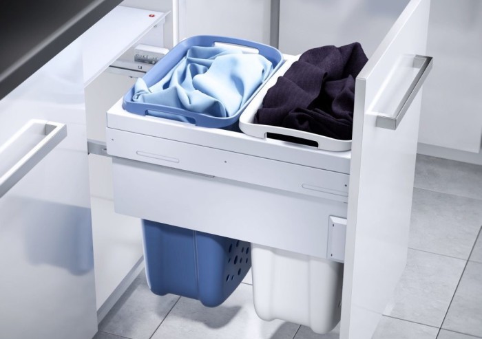 Система хранения белья Laundry Carrier 66л на выдвижной фасад 500 мм, 2 корзины, цвет - белый