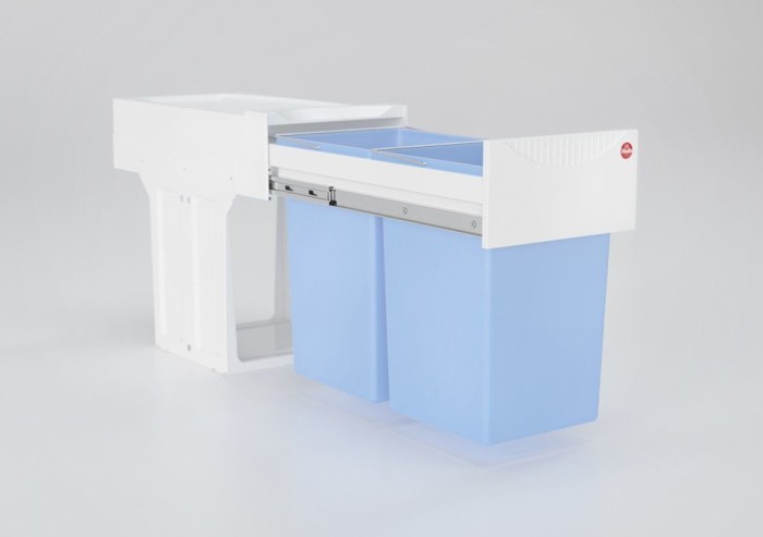 Система сортировки Tandem 30л на распашной фасад от 300 мм, антибактериальная, цвет – белый/голубой