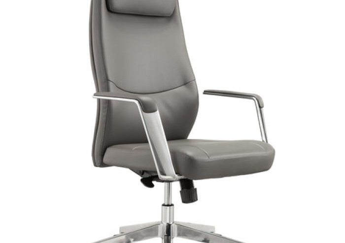 Кресло офисное BRABIX PREMIUM "Jazz EX-757", синхромеханизм, алюминий, экокожа, серое, 532490
