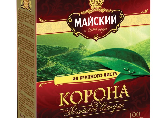 Чай МАЙСКИЙ "Корона Российской Империи", черный, 100 пакетиков по 2 г, 113159