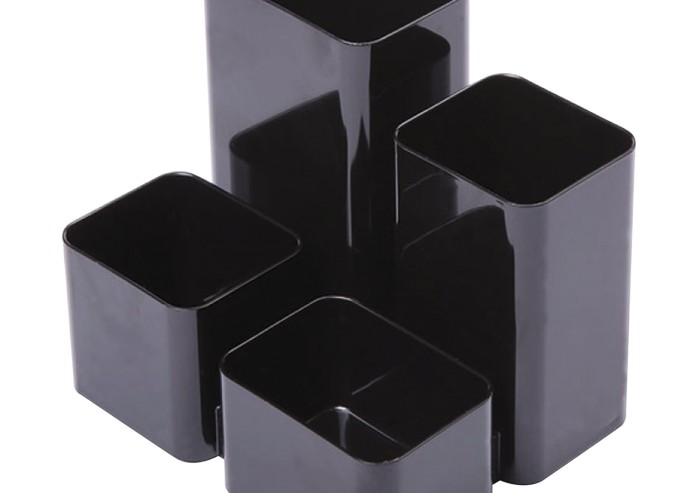 Подставка-органайзер СТАММ "Юниор", 86х108х102 мм, 4 отделения, черная, ОР21