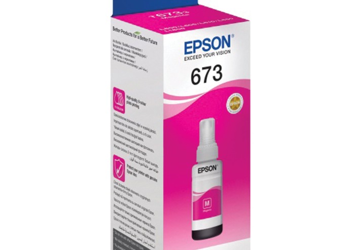 Чернила EPSON (C13T67334A/398) для СНПЧ Epson L800/L805/L810/L850/L1800, пурпурные, оригинальные