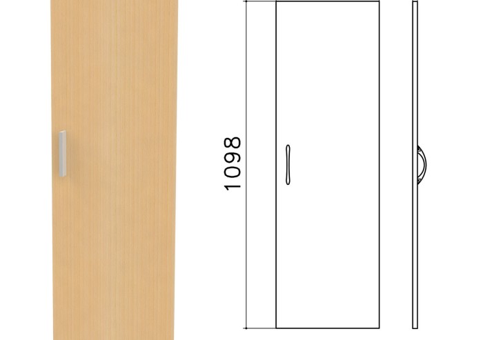 Дверь ЛДСП средняя "Канц", 346х16х1098 мм, цвет бук невский, ДК36.10