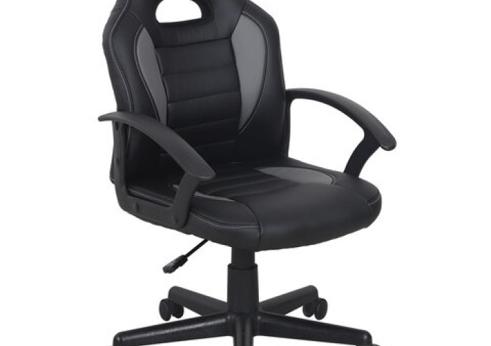 Кресло компьютерное BRABIX "Spark GM-201", экокожа, черное/серое, 532504