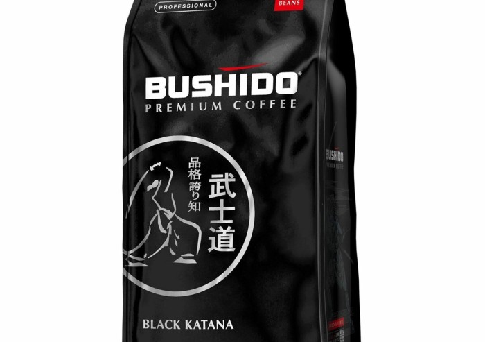Кофе в зернах BUSHIDO "Black Katana", натуральный, 1000 г, 100% арабика, вакуумная упаковка, BU10004008