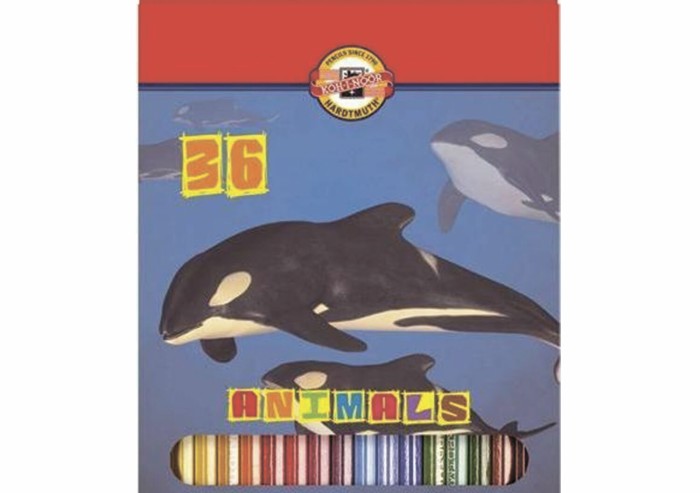 Карандаши цветные 36 ЦВЕТОВ KOH-I-NOOR "Animals", заточенные, 3555/36, 3555036008KSRV