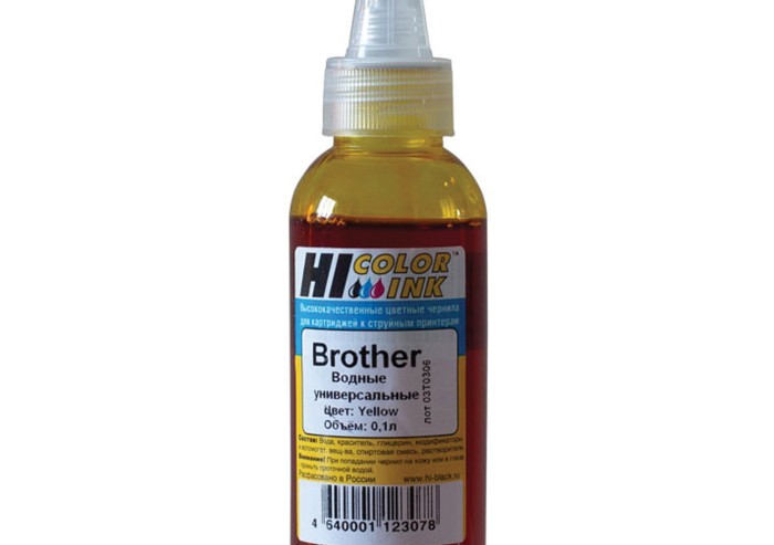 Чернила HI-BLACK для BROTHER (Тип B) универсальные, желтые, 0,1 л, водные, 1507010395U